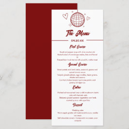 Menu Casamento Vermelho Retro Groovy Disco 70s
