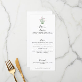 Menu Casamento Vertical Ocotillo Cactus Rosa Elegante