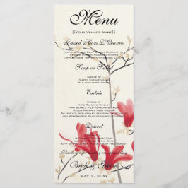 Menu Casamento vintage, Árvore de Magnolia Rosa Japones