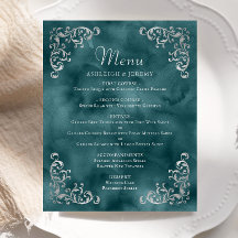 Menu Casamento vintage Azul Teal do Orçamento