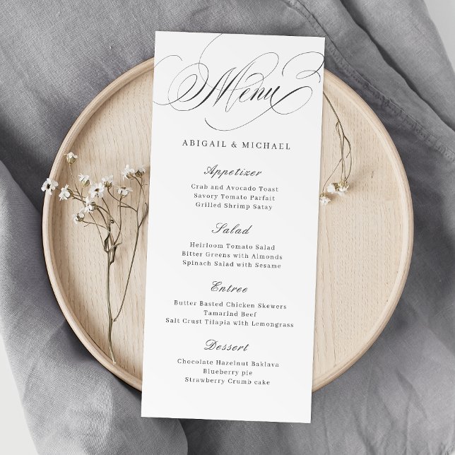 Menu Casamento vintage clássico de caligrafia elegante (Elegant classic calligraphy vintage wedding menu)