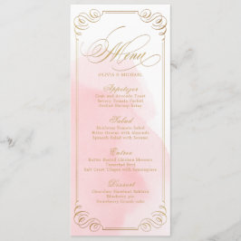 Menu casamento vintage de caligrafia dourada