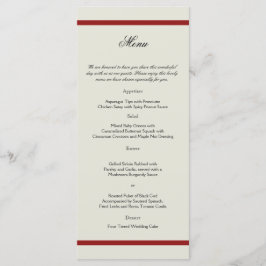 Menu Casamento vintage do Filigre Vermelho e do Ma