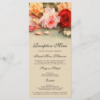 Menu Casamento Vintage, Natureza-Morta de Flores de Ros