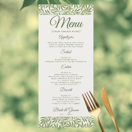 Menu Casamento Vintage, Padrão Folhas de Salgueiro Vito