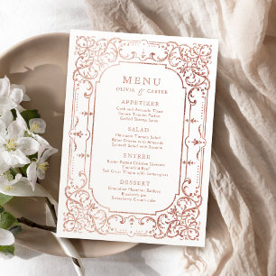 Menu casamento vintage rosa de ornamentado romântico el