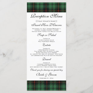 Menu Casamento vintage, Tartan Davidson Padrão Moderno