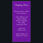 Menu Casamento Violet Purple<br><div class="desc">Cardápio violeta de casamento roxo e branco. Escolha a opção "personalizar" para reposicionar o texto ou alterar o estilo,  o tamanho ou a cor da fonte.</div>