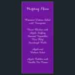 Menu Casamento Violet Purple<br><div class="desc">Cardápio violeta de casamento roxo e branco. Escolha a opção "personalizar" para reposicionar o texto ou alterar o estilo,  o tamanho ou a cor da fonte.</div>