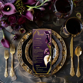 Menu Casamento violeta e Dourado Calla Lily