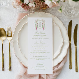 Menu Cascata de Floral Monograma Crista Cunho Casamento