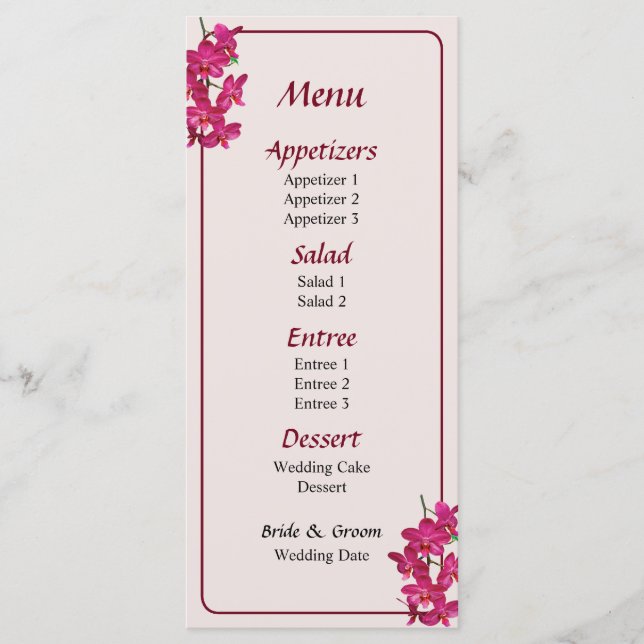 Menu Cascata de Orquídeas Magenta Menu... (Frente)