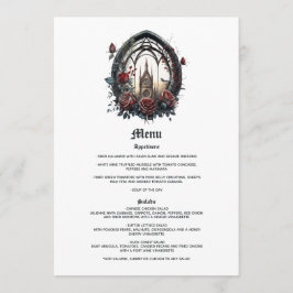 Menu Castelo de Fantasia Sombria Janela Gótica Casament