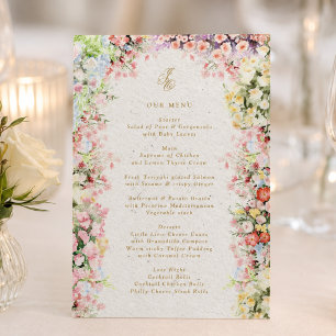 Menu castelo francês floral casamento primavera 5 x 7 