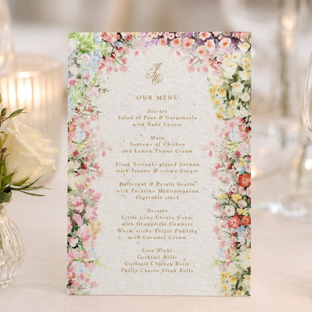 Menu castelo francês floral casamento primavera 5 x 7  (Criador carregado)