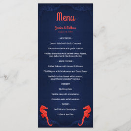 Menu Cavalos Marinhos Azuis Navais Náuticos de Coral Ca