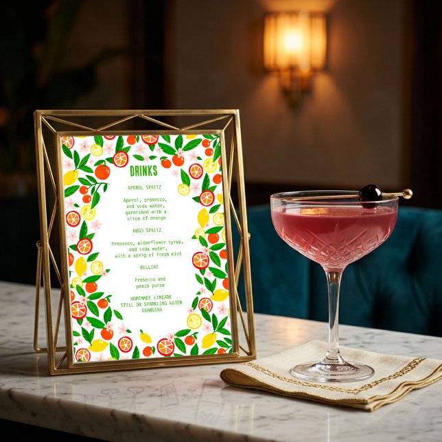 Menu Celebração de Citros BEBIDAS PERSONALIZADAS Frutas (Citrus Celebration CUSTOM DRINKS Summer Fruit Menu
)