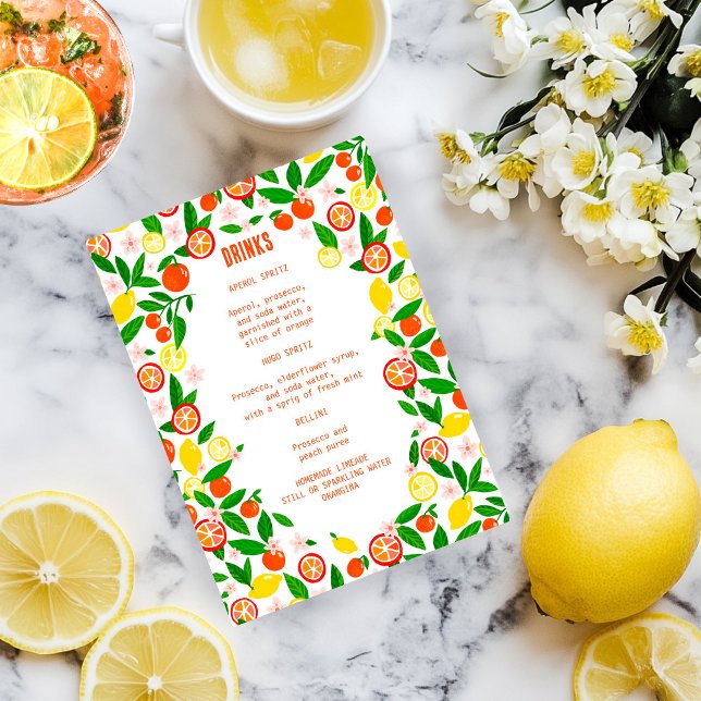 Menu Celebração de Citros DRINKS PERSONALIZADOS Fruta d (Citrus Celebration CUSTOM DRINKS Cocktails Summer Fruit Lemon Orange Menu
)