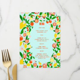 Menu Celebração de Citros noiva personalizada verão fru