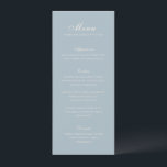 Menu Celine Muted Blue Elegant Weding<br><div class="desc">Menus clássicos de casamento,  com design simples e eterno,  com roteiro elegante e fontes serif tradicionais.</div>