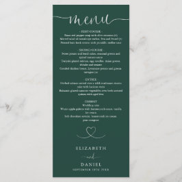 Menu Cena de Casamento com Roteiro Coração Verde Esmera