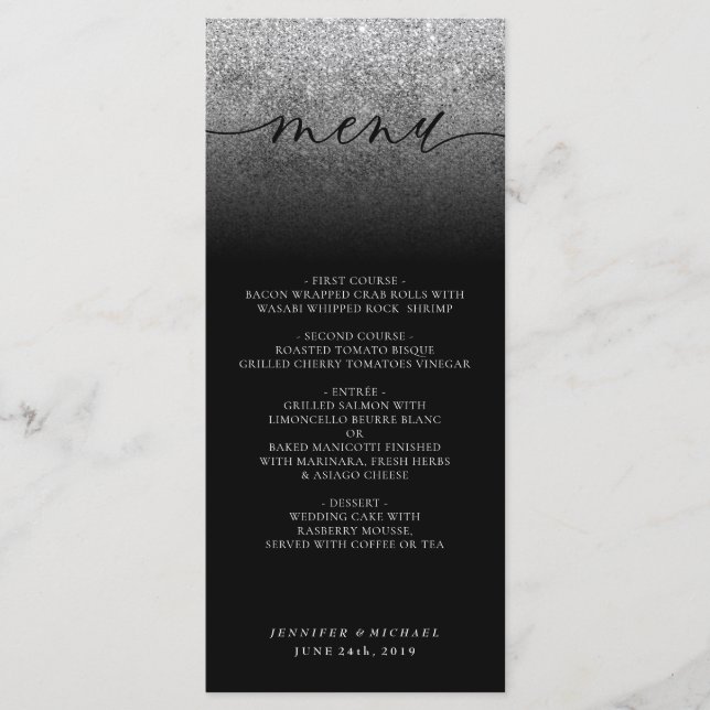 Menu Cena de Cerimônia de Casamento com Brilho (Frente)