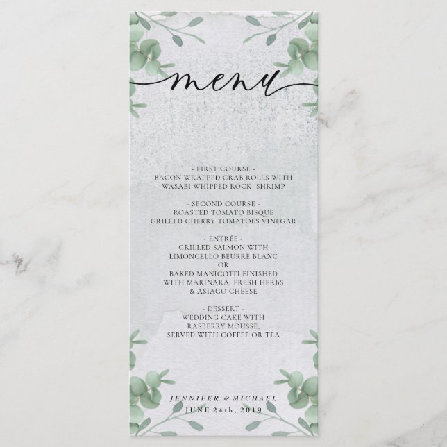 Menu Cena de Cerimônia de Casamento Moderna Simples Euc (Frente)