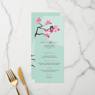 Menu Cerejeiras Rosa Sakura Pássaros Amor Casamento