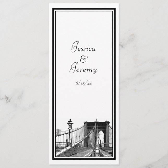 Menu Céu de NYC Ponte do Brooklyn #2 Cardápio Recepção (Frente)