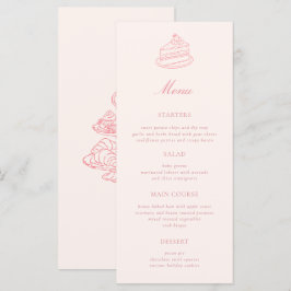Menu Chá da Tarde Desenho à Mão Rosa Noivado