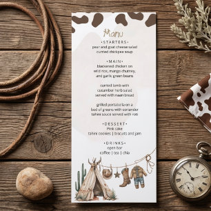 Menu Chá de bebê em estilo western rústico cowboy howdy
