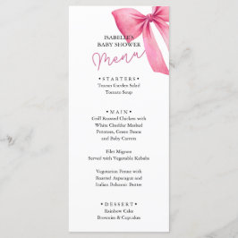 Menu Chá de Bebê Menina com Laço Rosa