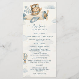 Menu Chá de Bebê Urso Teddy Avião Antigo