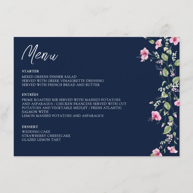 Menu Chá de casamento de Sangue de Hibiscus Azul-Cor-de (Frente)