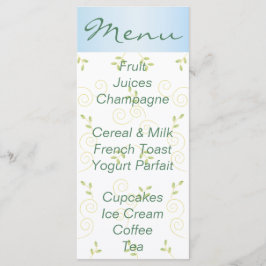 Menu chá de fraldas "Aves Azuis Douradas"