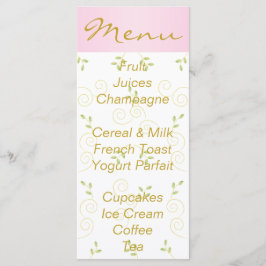 Menu chá de fraldas "Aves Rosa Douradas"