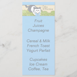 Menu chá de fraldas "Blue Cat Library"