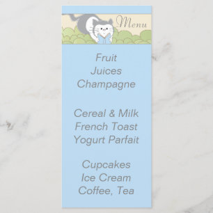 Menu chá de fraldas "Blue Cat Library"