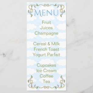 Menu chá de fraldas "Castelo no céu/amarelo"