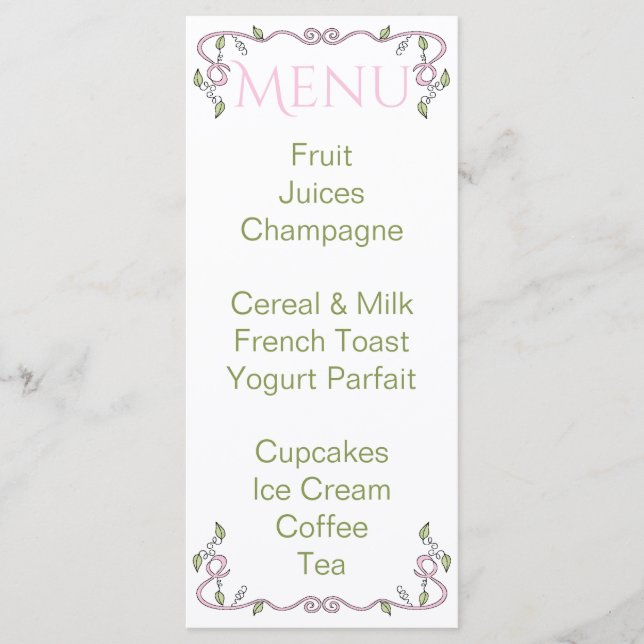 Menu chá de fraldas "Castle in Sky/Pink" (Frente)