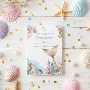 Menu Chá de fraldas de Cauda da Sereia Rosa-Blush