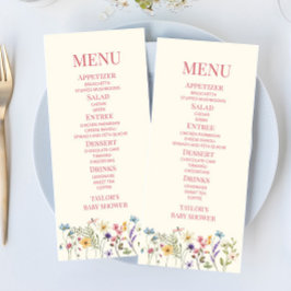 Menu Chá de fraldas de Jardim Floral de Flores Selvagen