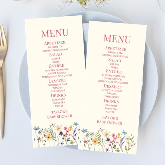 Menu Chá de fraldas de Jardim Floral de Flores Selvagen (Criador carregado)