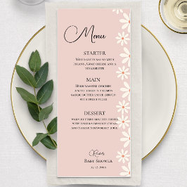 Menu Chá de fraldas de margarida rosa