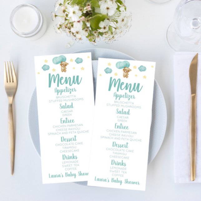 Menu Chá de fraldas do Urso Azul e Balões Comida (Criador carregado)