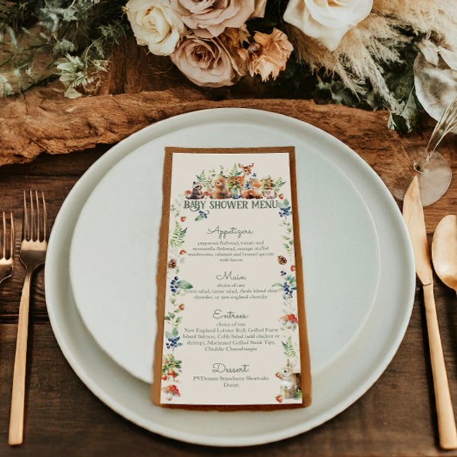 Menu Chá de fraldas Neutro de Aventura de Animais de Fl (Criador carregado)