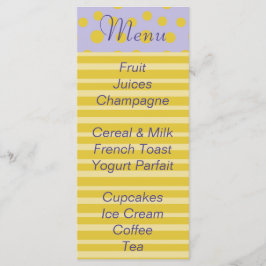 Menu chá de fraldas "Pés Dourados"
