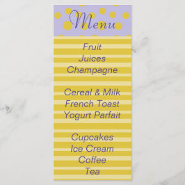 Menu chá de fraldas "Pés Dourados"