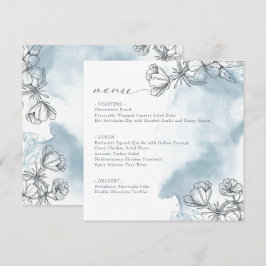Menu Chá de Noiva Azul Floral Cardápio Fixo