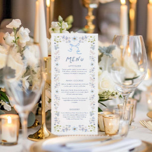 Menu Chá de Noiva Floral Azul e Laço